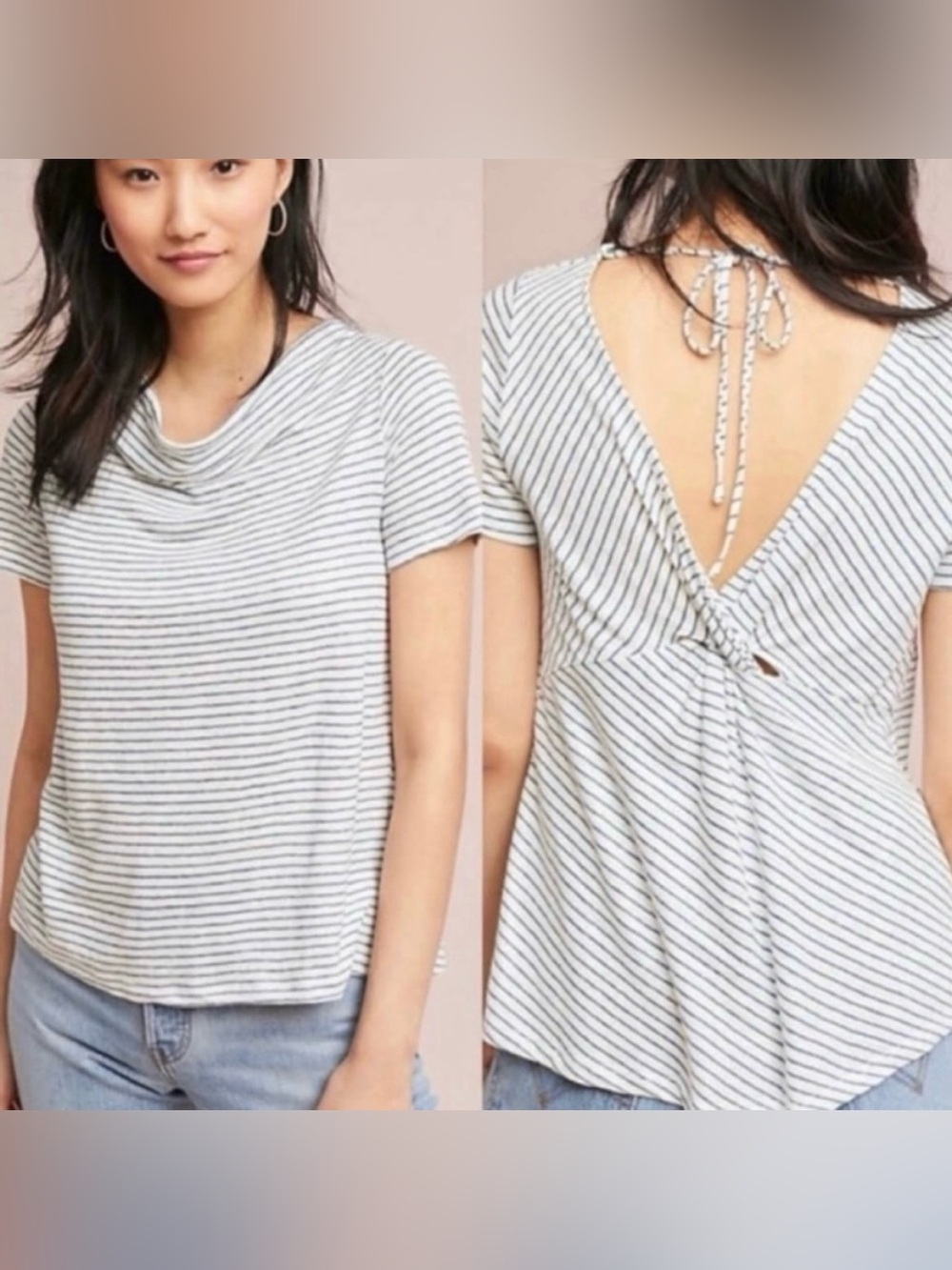 ANTHROPOLOGIE Maeve Striped Horizon Short Sleeve Top Size S